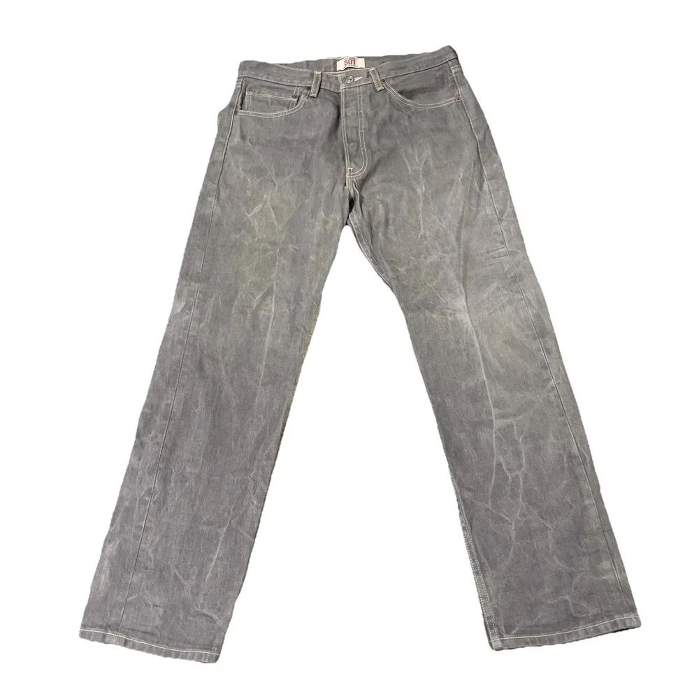 Levis 501 Jeans Men 32x30 Gray‎ Button Fly Denim Honeycomb Faded Straight Y2K